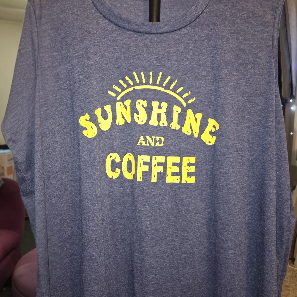 Sunshine and Coffee Women's Short Sleeve Blue Tee